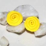 Yellow Rose Stud Earrings Handmade, Yellow Rose..