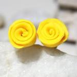 Yellow Rose Stud Earrings Handmade, Yellow Rose..