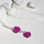Pink Rose Bud Sterling Silver Necklace