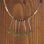 Moss Green And White Beaded Bid Necklace Handmade,..