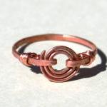 Copper Hammered Swirl Ring, Thin Ring