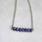 Blue Crystal Bar Necklace