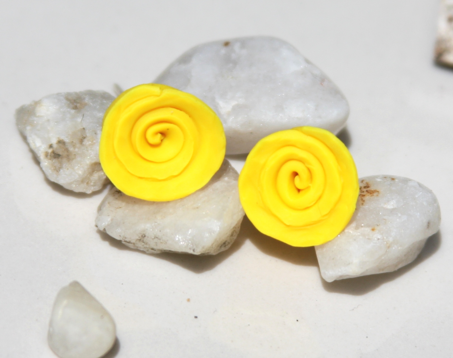 Yellow Rose Stud Earrings Handmade, Yellow Rose Post Earrings on Luulla
